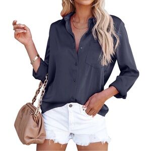 The Limited Black Button-Down Shirt/Blouse Medium
